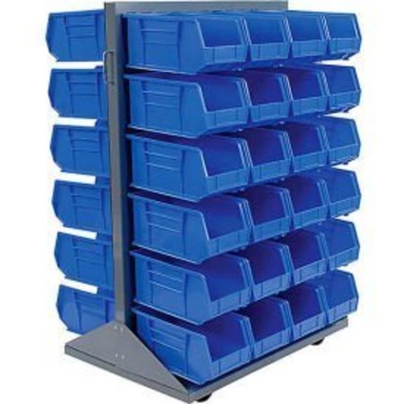 GLOBAL EQUIPMENT Mobile Double Sided Floor Rack - 48 Red Stacking Bins 36 x 54 550180RD